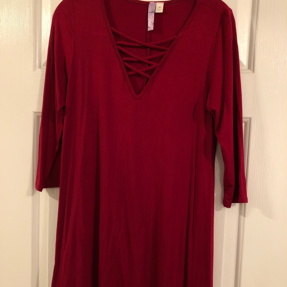 Red Cross cross flowy dress